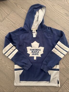 CCM Navy and White Toronto Maple Leafs Crewneck Hoodie - Men's